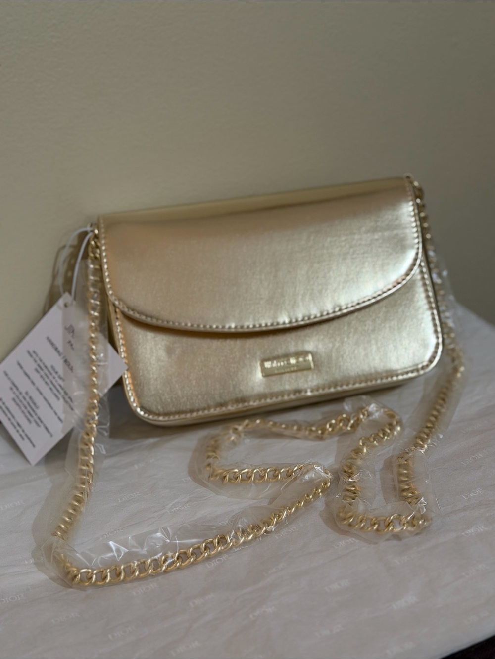 Metallic Gold Chain Crossbody Bag